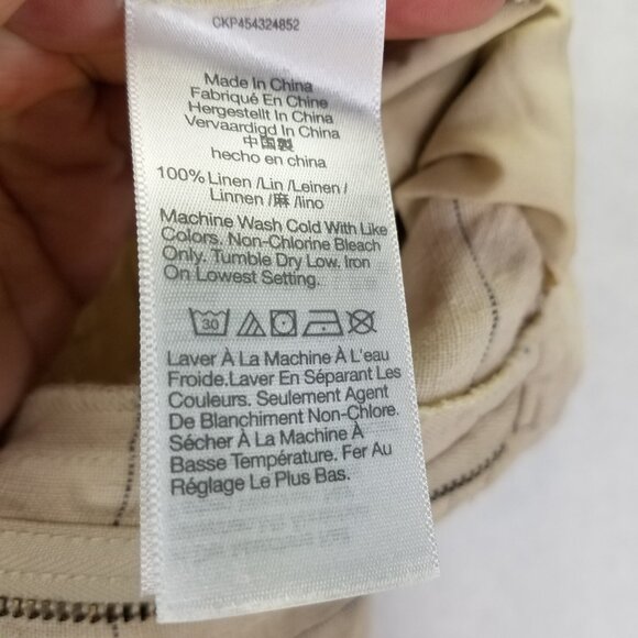 Madewell Pants Women's Sz 6 Windowpane Plaid Linen Pleated Wide-Leg Crop Beige - Picture 11 of 16